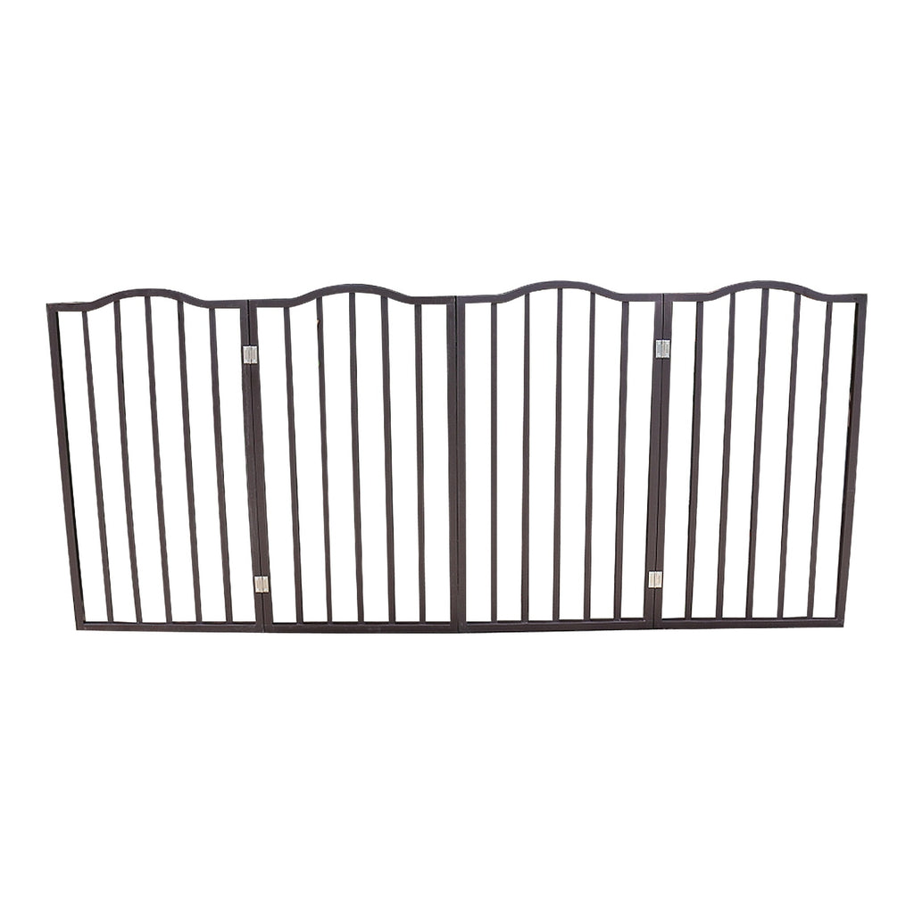Freestanding Folding Dog Gate – Arc Wooden Design for Doorways & Stairs, Brown Finish ACS41