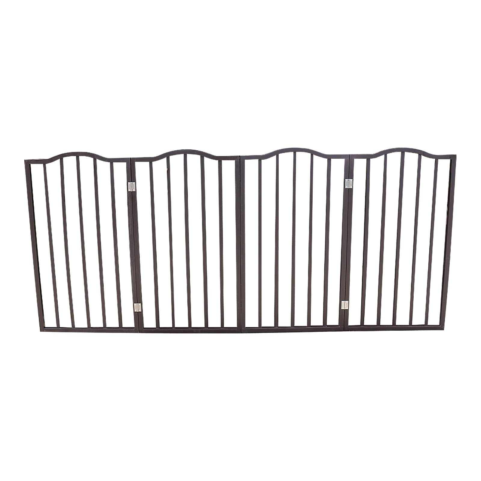Freestanding Folding Dog Gate – Arc Wooden Design for Doorways & Stairs, Brown Finish ACS41
