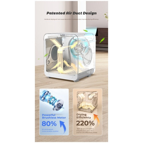 Pet Dryer Room – Enclosed Drying Box for Cats and Small Dogs with Adjustable Heat & Ventilation | Cat Drinking & Feeding – furn9
