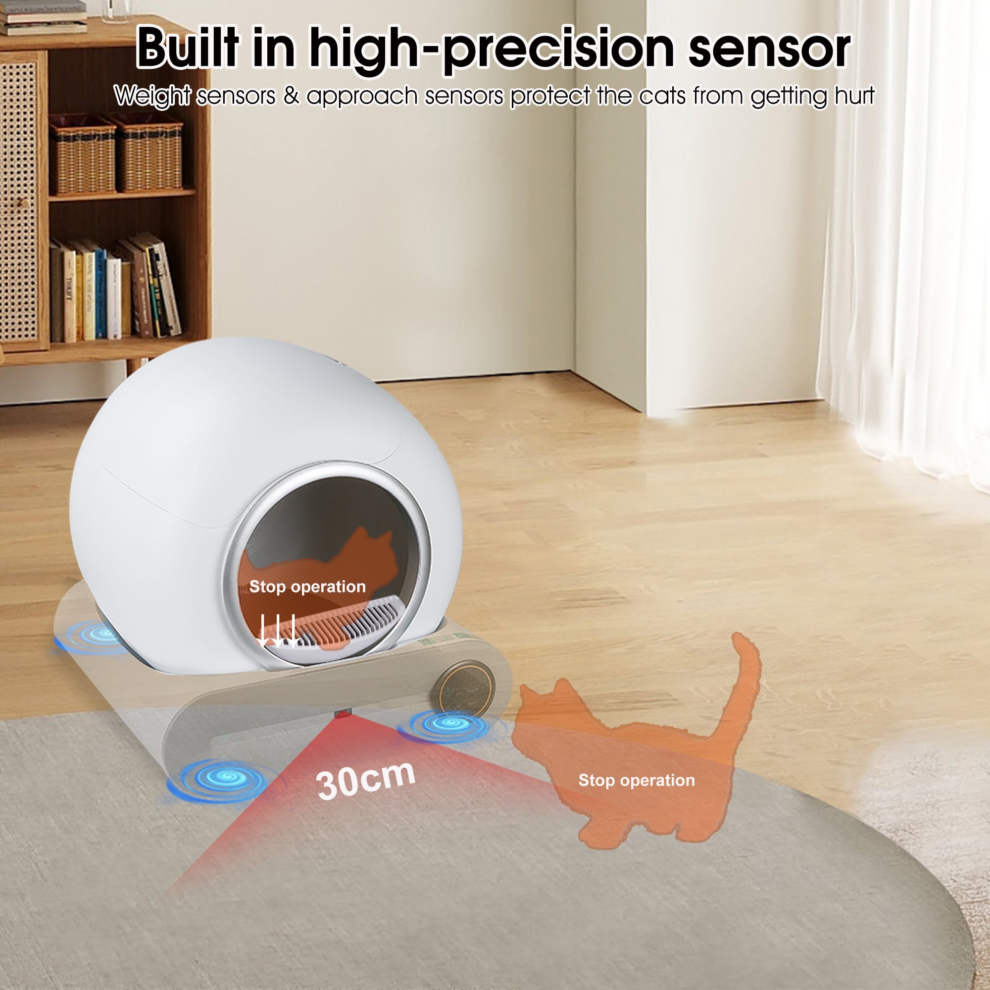 Self-Cleaning Litter Box – Intelligent Automatic Scooping & Deodorization with App Control and 2.4G WiFi | Cat Drinking & Feeding – furn14