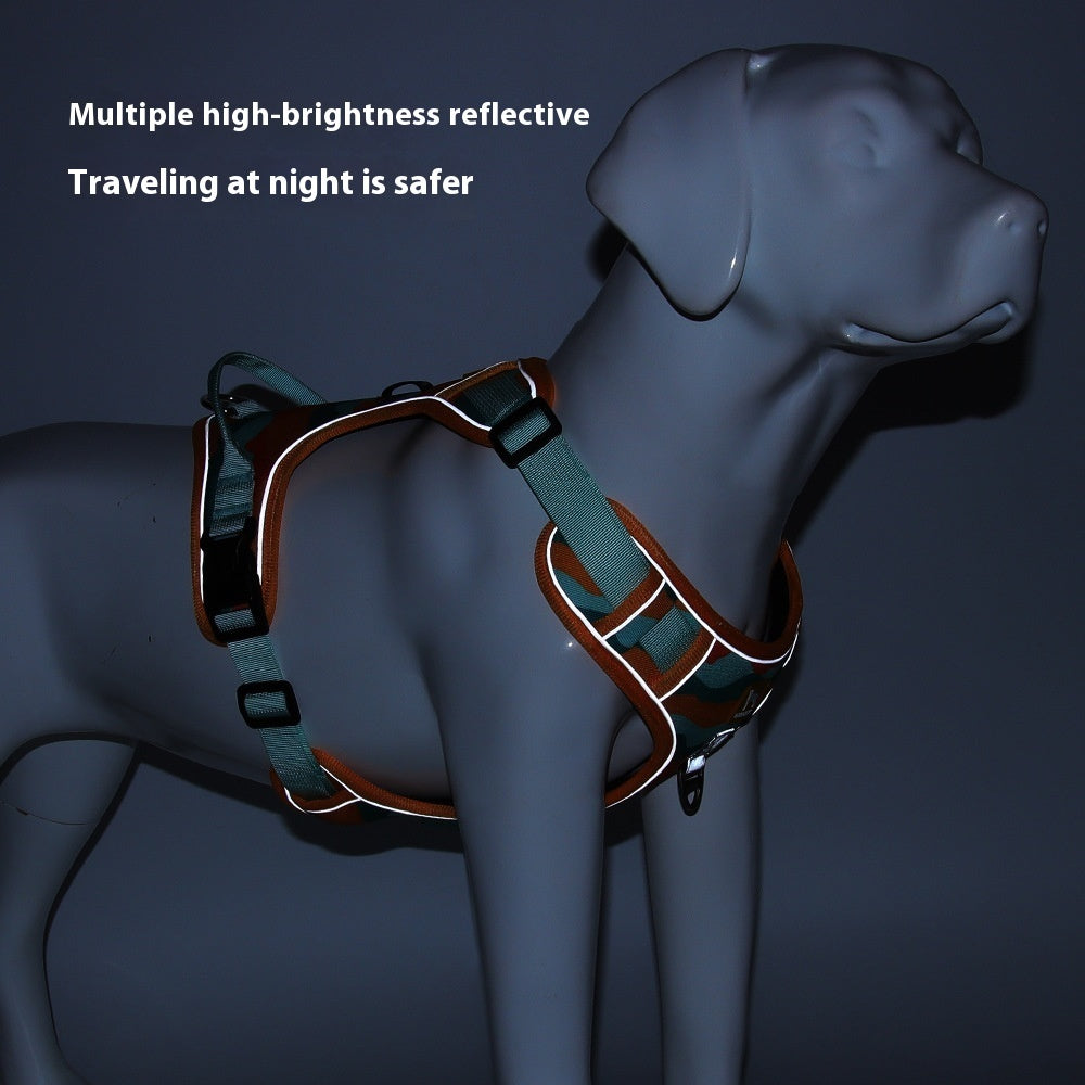 Reflective Dog Chest & Back Harness with Hand-Held Leash – Secure Commuter Walking Strap COL5