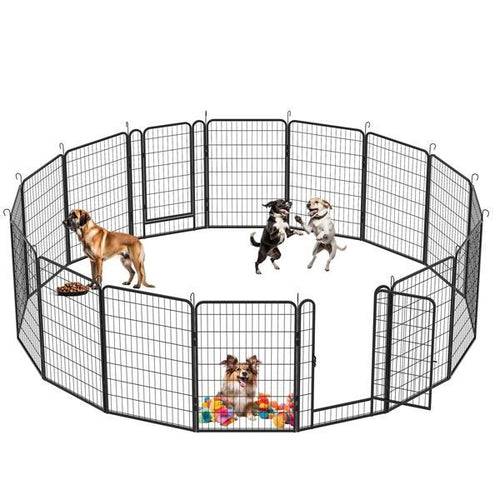 16-Piece Heavy-Duty Metal Pet Playpen Fence – Outdoor & Indoor Exercise Panels for Dogs & Cats ACS24