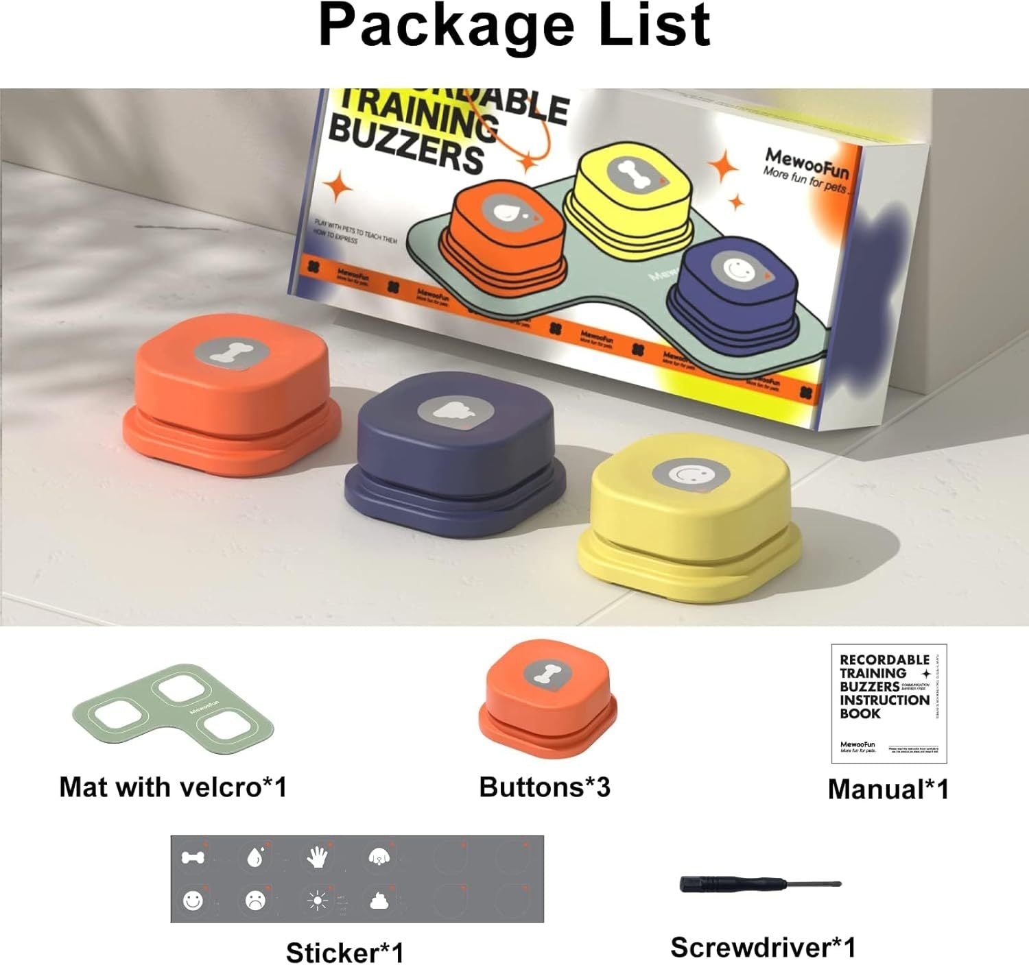 Dog Talking Buttons Set – 3 Recordable Communication Buttons for Pet Training & Interaction