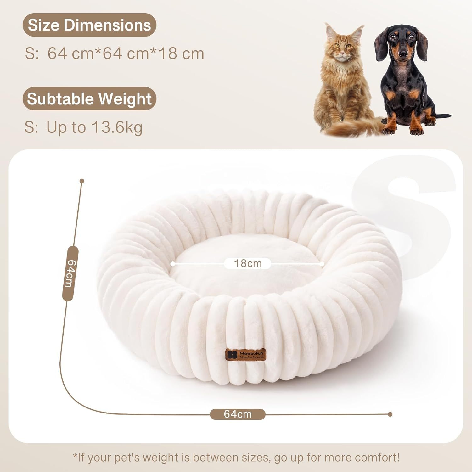 Donut Dog Bed – Calming Fluffy Round Bed for Small Dogs, Puppies & Kittens | Cat Drinking & Feeding – bed34
