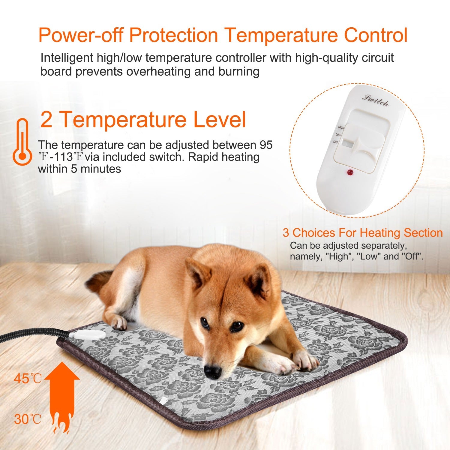 Electric Pet Heating Pad – Waterproof Adjustable Warming Mat with Chew-Resistant Steel Cord | Cat Drinking & Feeding – bed87