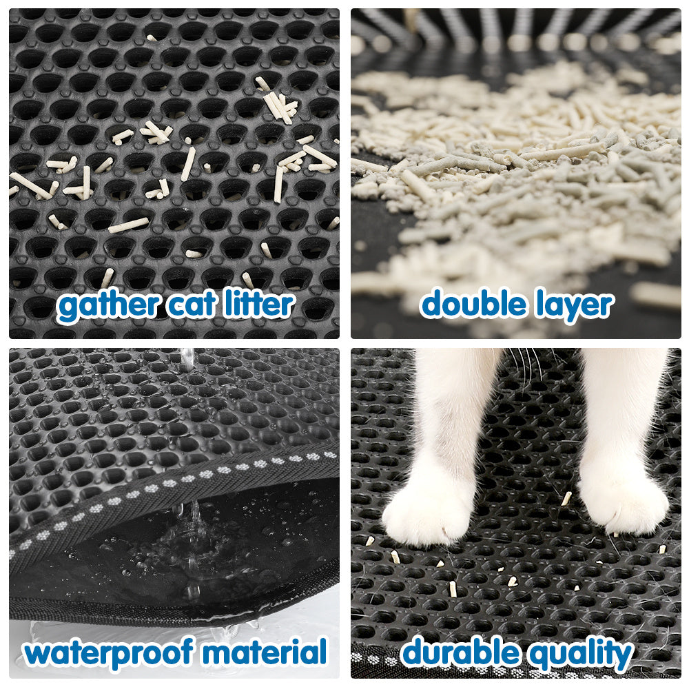 Double Rice Grain Cat Litter Mat – Splash Guard Cleaning Pad with Filter Design for Litter Box Area | Cat Drinking & Feeding – furn21