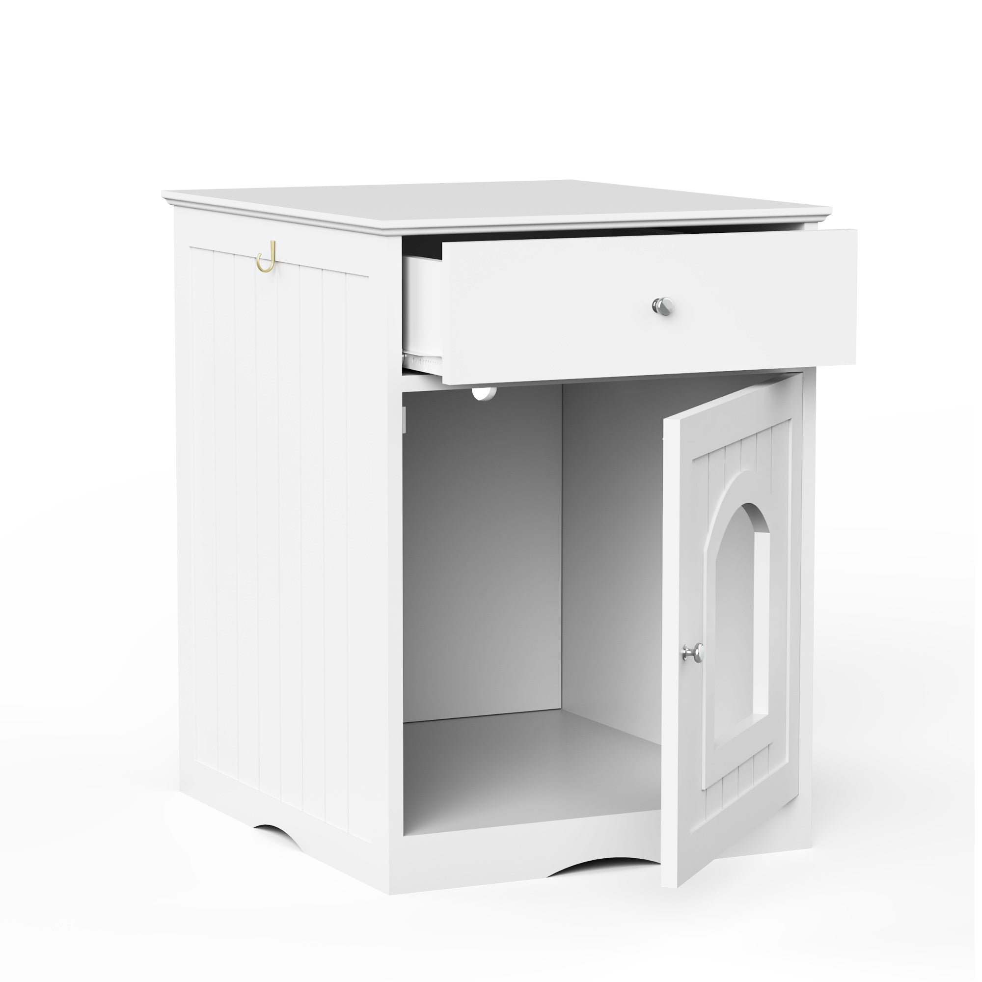 Wooden Pet House Litter Box Fence With Drawers – Enclosed Cat Toilet Cabinet with Storage & Privacy Divider | Cat Drinking & Feeding – furn13