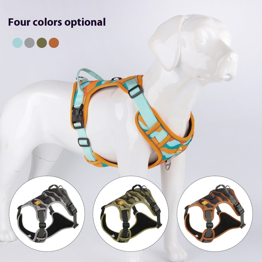 Reflective Dog Chest & Back Harness with Hand-Held Leash – Secure Commuter Walking Strap COL5