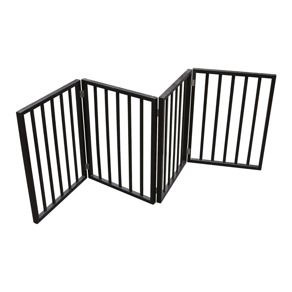 Wooden Freestanding Folding Pet Gate – Brown Arc Design for Doorways, Stairs & Home Use ACS35