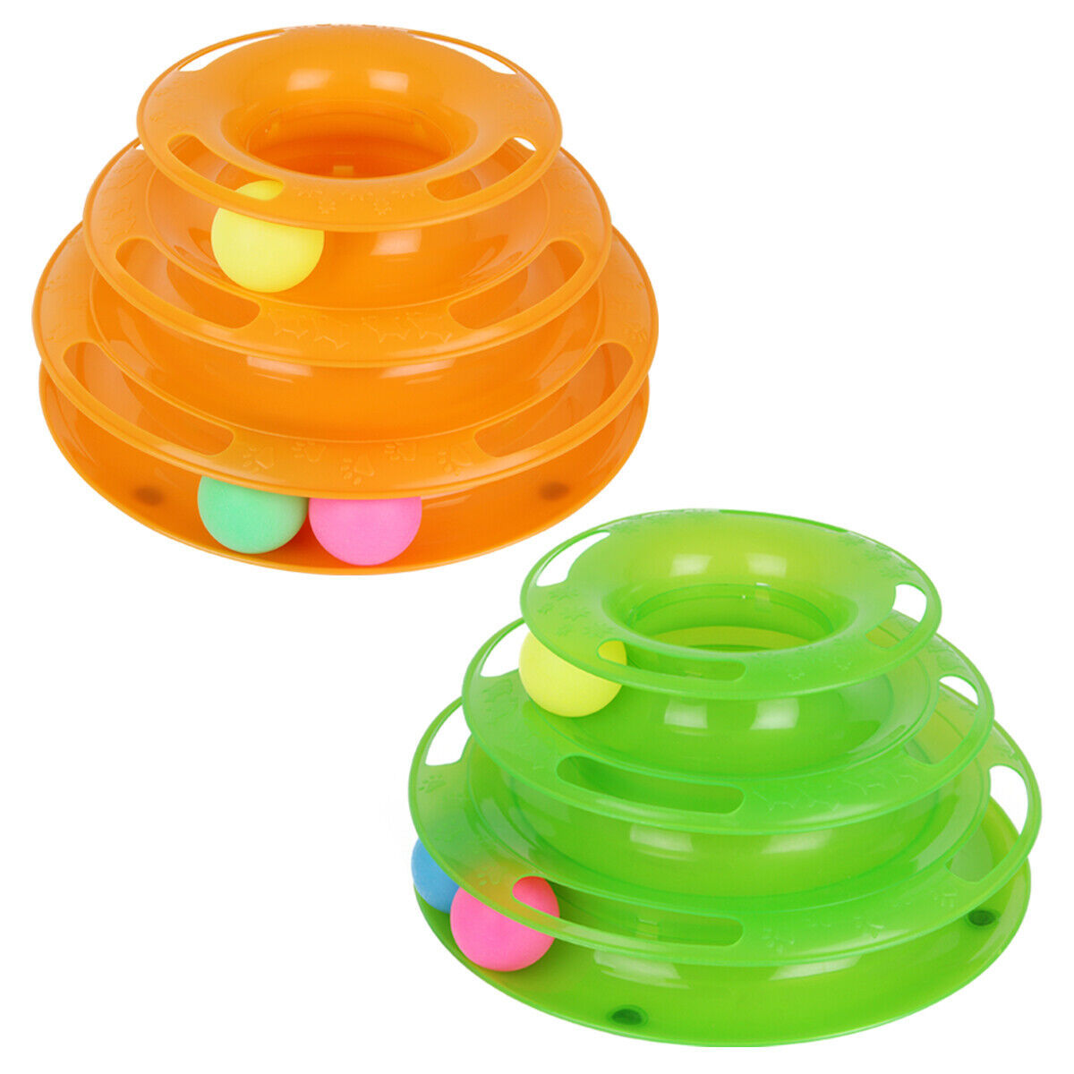 Interactive Cat Tower Toy – 3-Level Spinning Ball Amusement Track