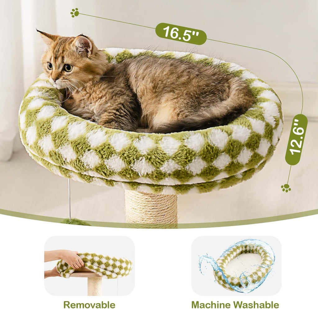 Cat Scratching Post & Bed – 2-in-1 Small Tower with Sisal Scratcher & Ball Track Toys | Cat Drinking & Feeding – bed84