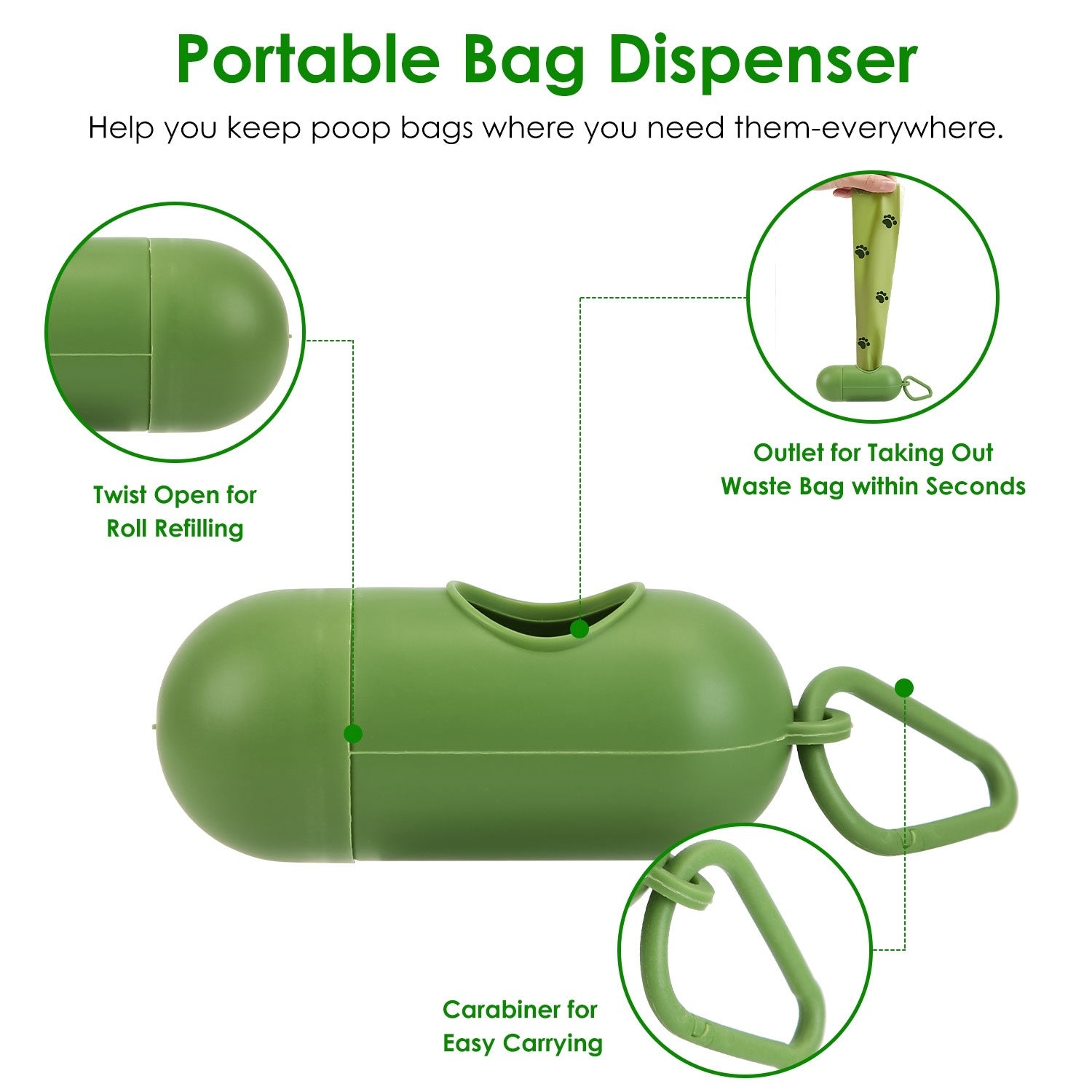 Heavy-Duty Pooper Scooper Kit – Swiveling Bin & Rake Set with Long Handle, 35 Waste Bags & Dispenser ACS29