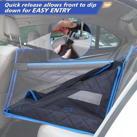 Large Waterproof Dog Car Seat with Breathable Mesh – Car Hammock Seat Cover with Harness Support ACS4