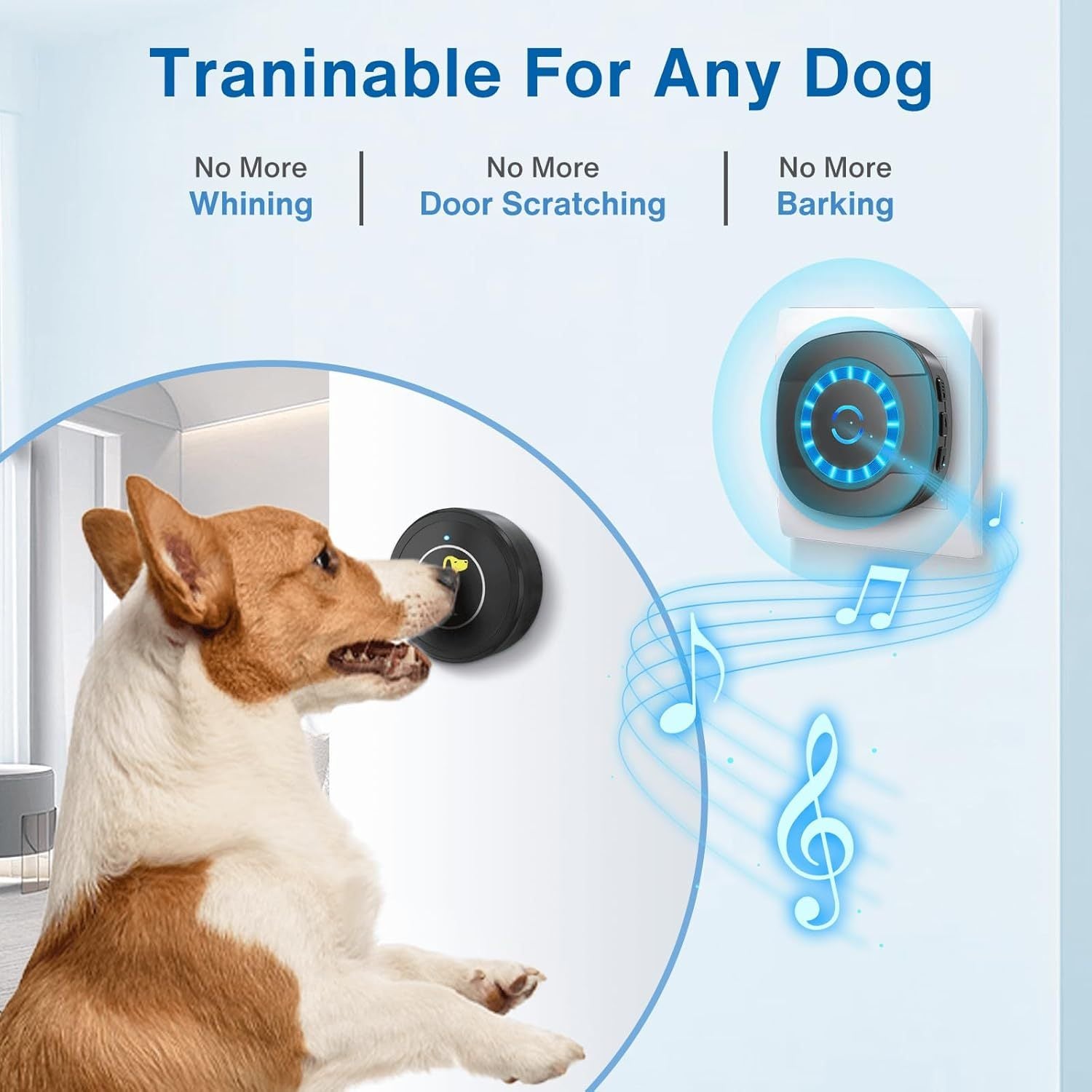 Waterproof Dog Doorbell with Touch Button – Puppy Training Bell for Sliding Doors & Outdoor Potty Alert ACS30