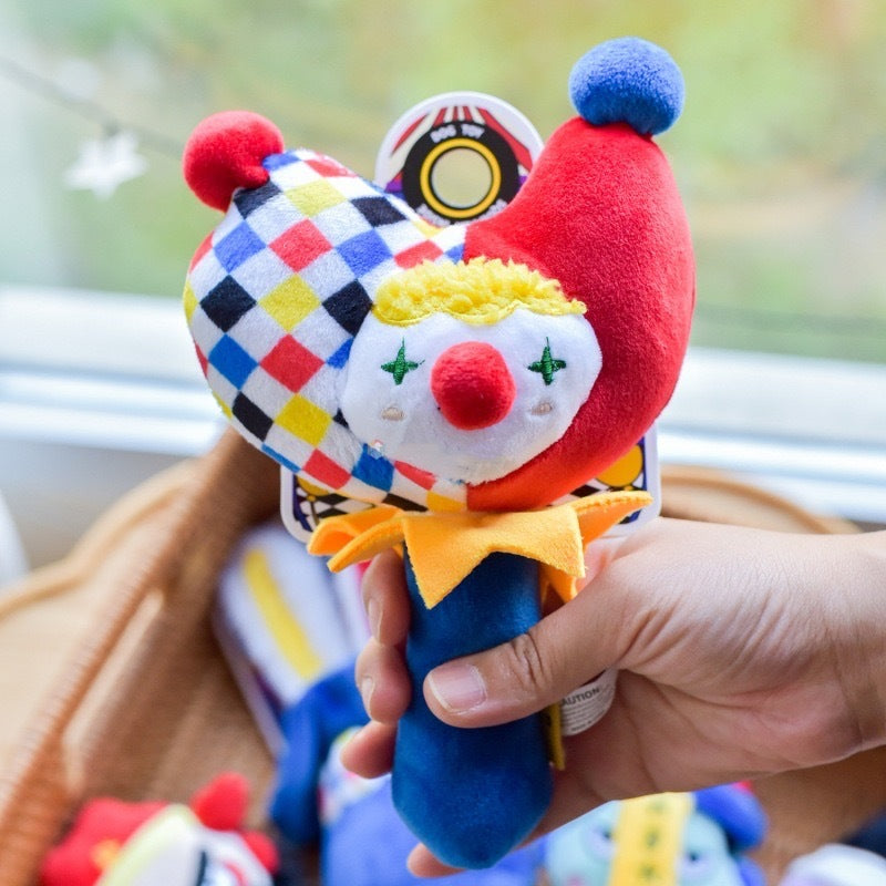 Interactive Plush Dog Toy Bundle – 2-Pack Clown Wobble Hammer & Bunny Squeeze Hat for Fun & Chew Play
