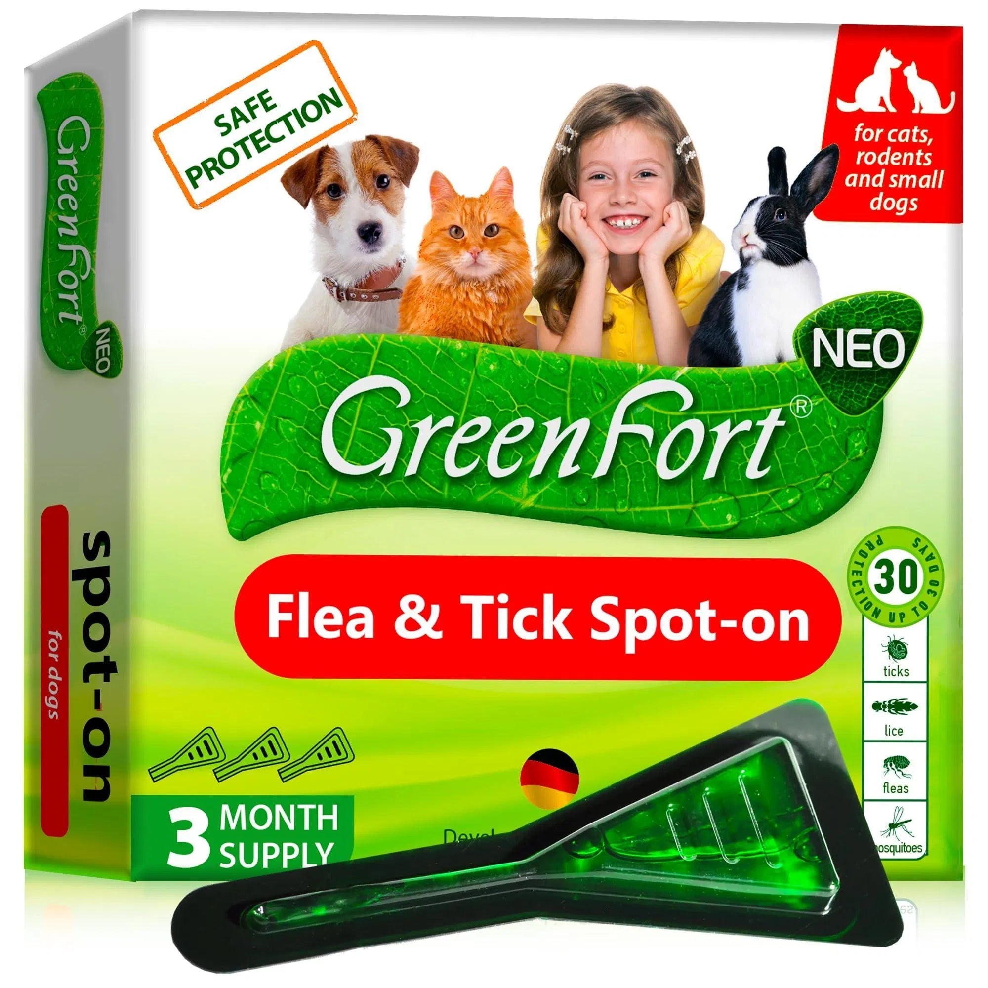 Feeding Natural Flea & Tick Prevention Drops for Dogs, Cats & Rabbits – Topical Mosquito Repellent & Home Pest Control for Small & Large Pets (3 Dose Pack)