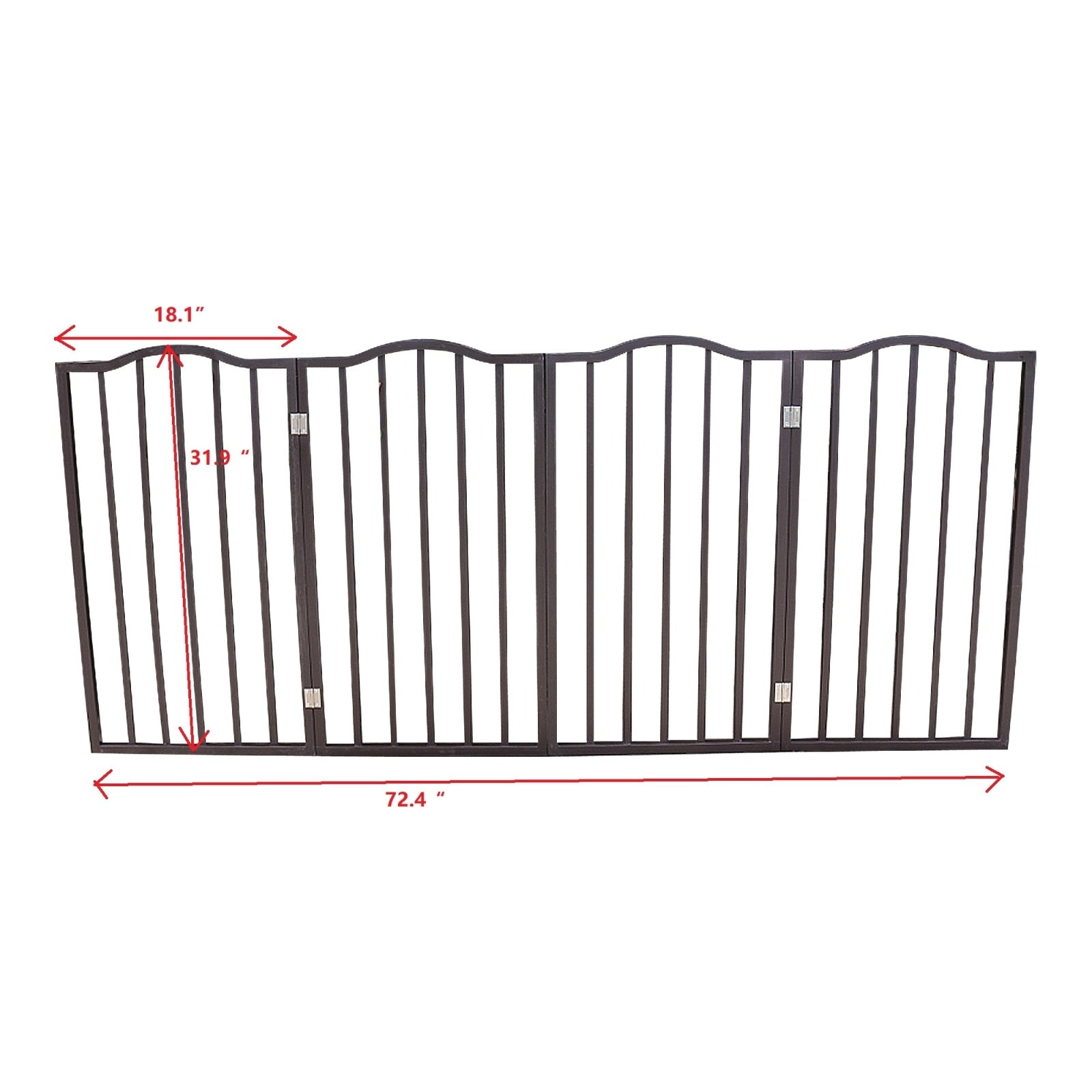 Freestanding Folding Dog Gate – Arc Wooden Design for Doorways & Stairs, Brown Finish ACS41
