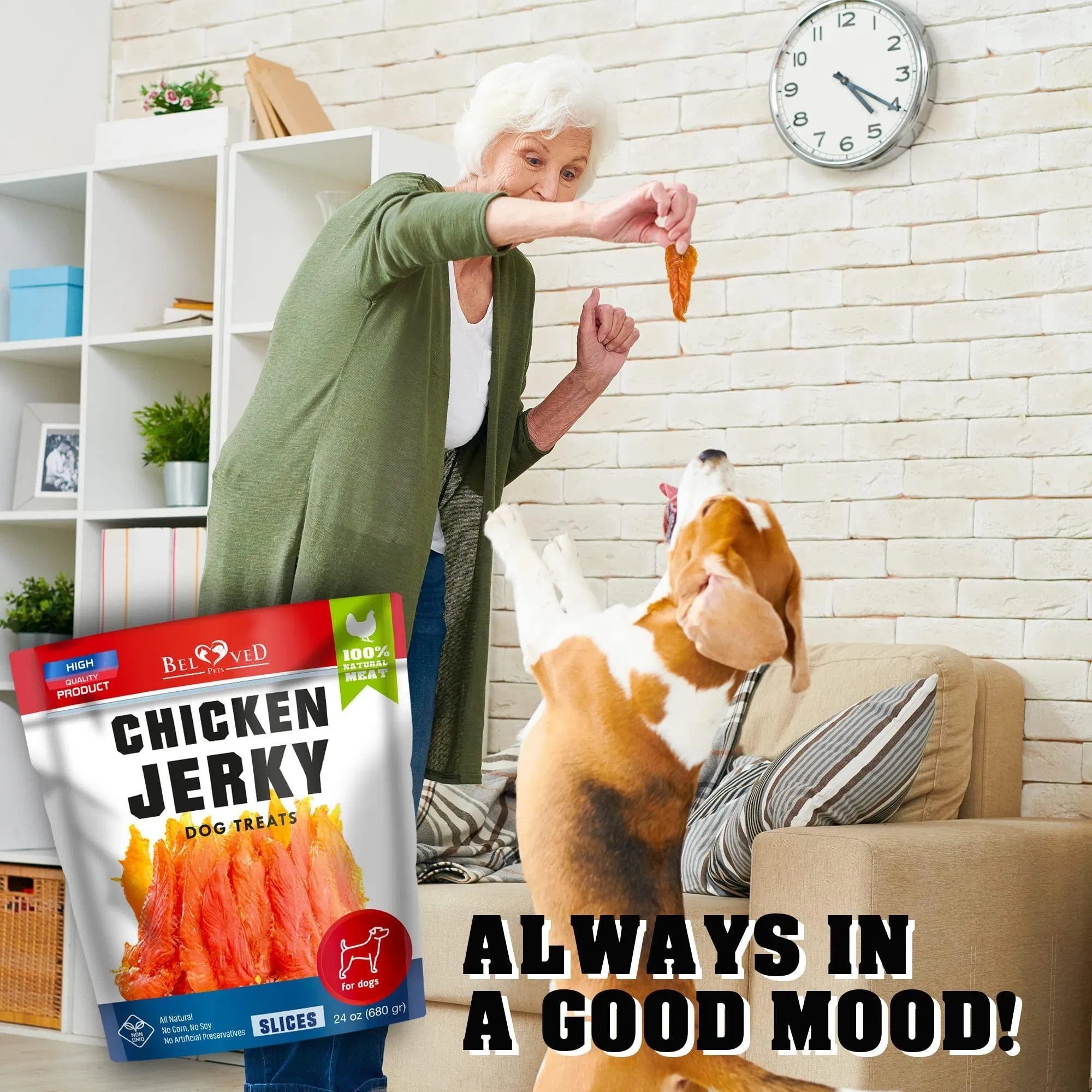 Feeding Chicken Jerky Dog Treats – 1.5 lb Human-Grade, Grain-Free Organic Meat Strips, All-Natural High Protein Chews for Training Small & Large Dogs