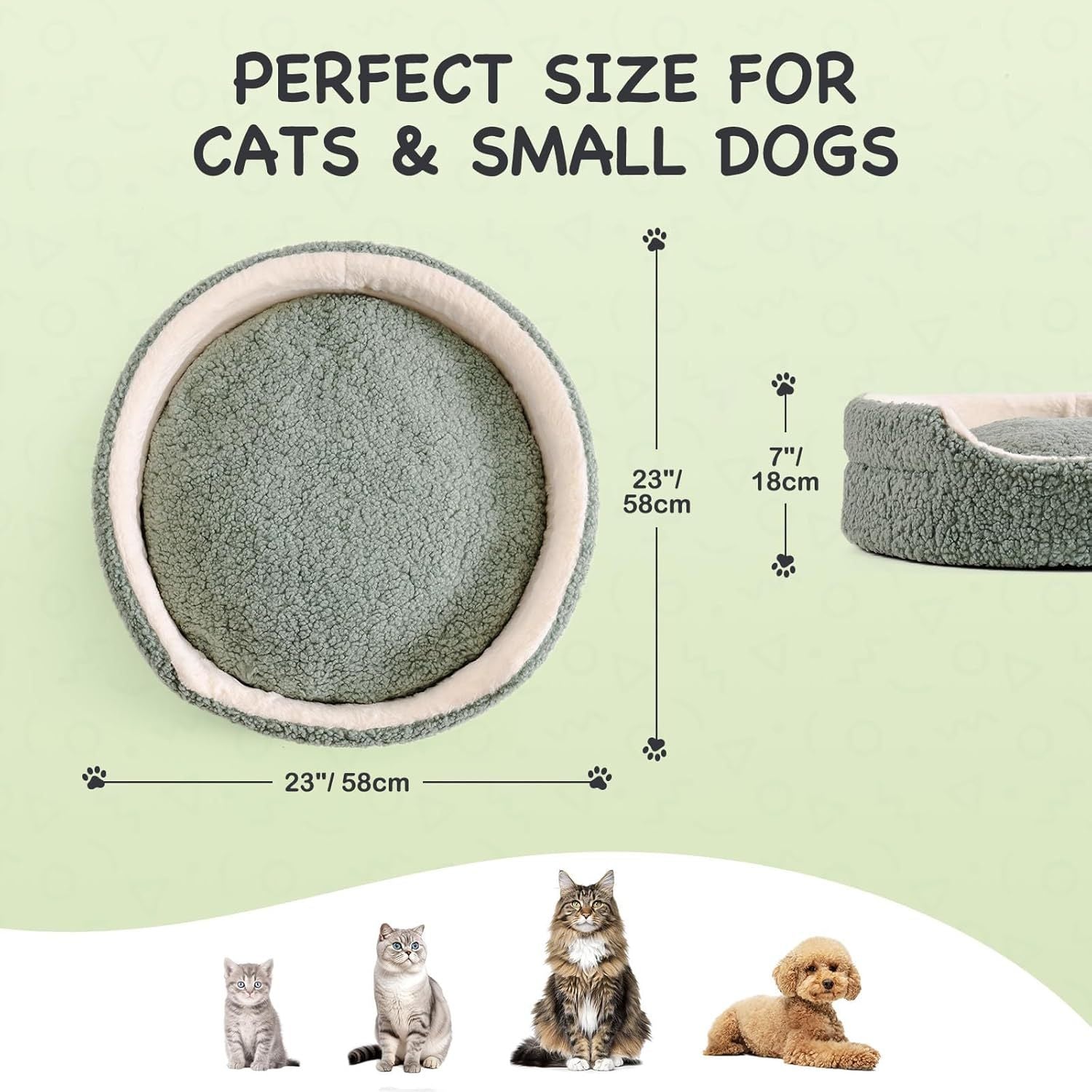 Washable Pet Bed – 23x23x7" Round Orthopedic Bed for Cats & Small Dogs | Cat Drinking & Feeding – bed39