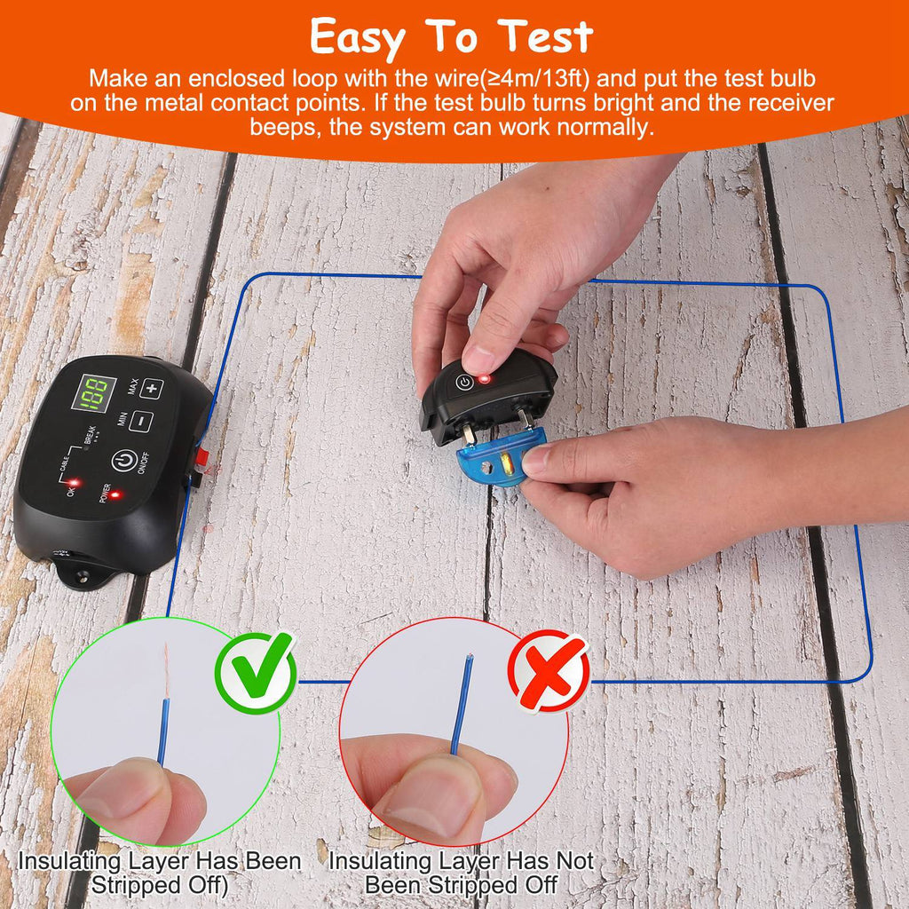 Underground Dog Fence System – 100-Level Adjustable IPX7 Waterproof Rechargeable Receiver for Small to Large Dogs ACS52