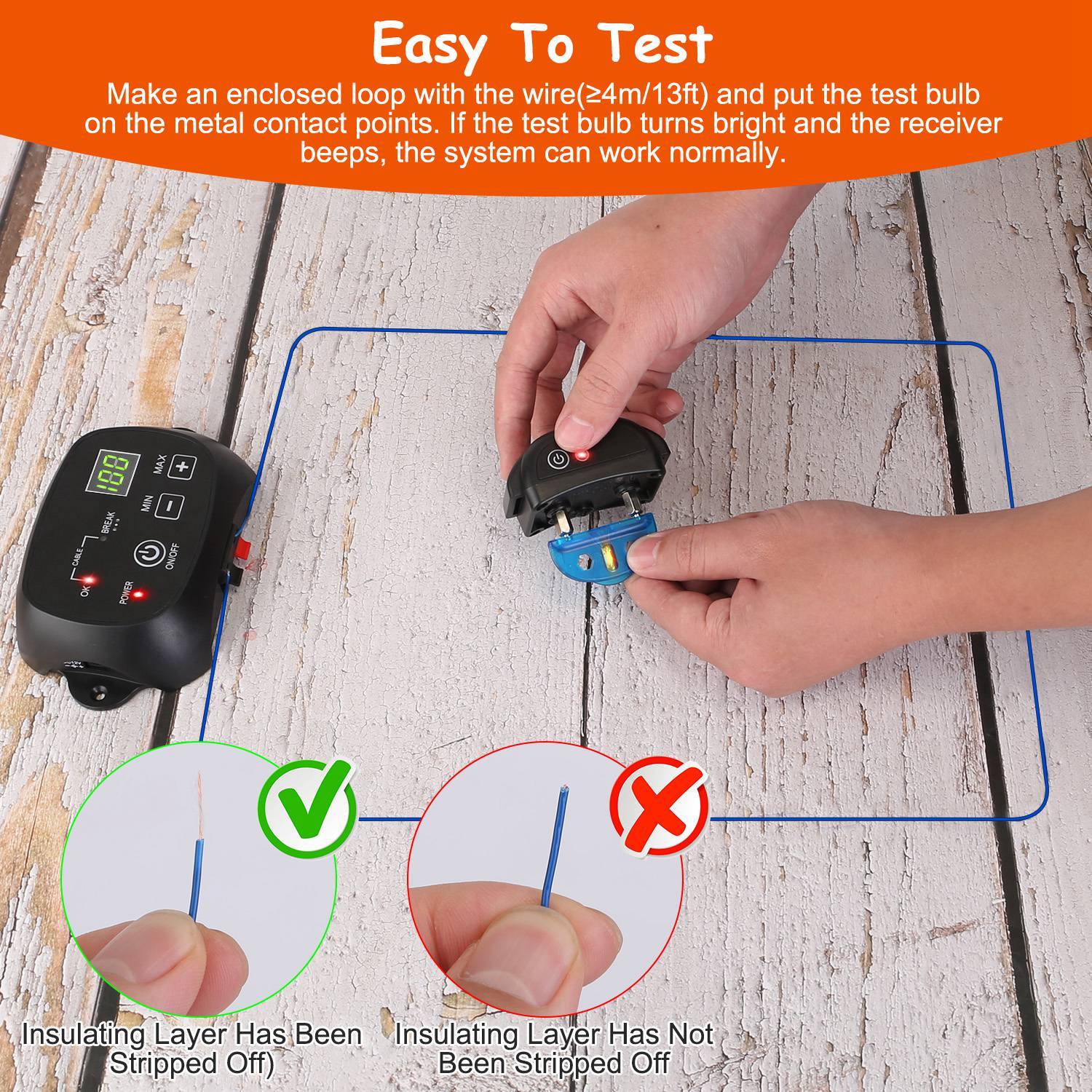 Underground Dog Fence System – 100-Level Adjustable IPX7 Waterproof Rechargeable Receiver for Small to Large Dogs ACS52