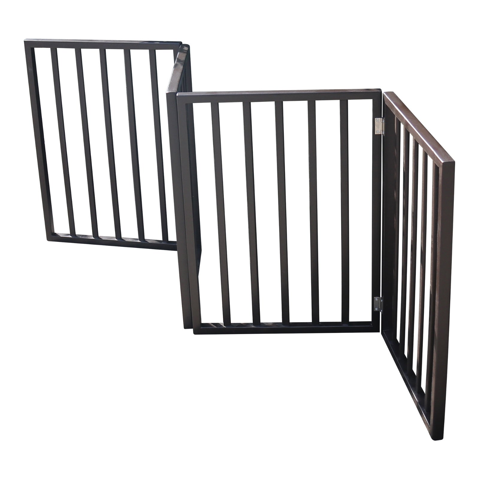 Wooden Freestanding Folding Pet Gate – Brown Arc Design for Doorways, Stairs & Home Use ACS35