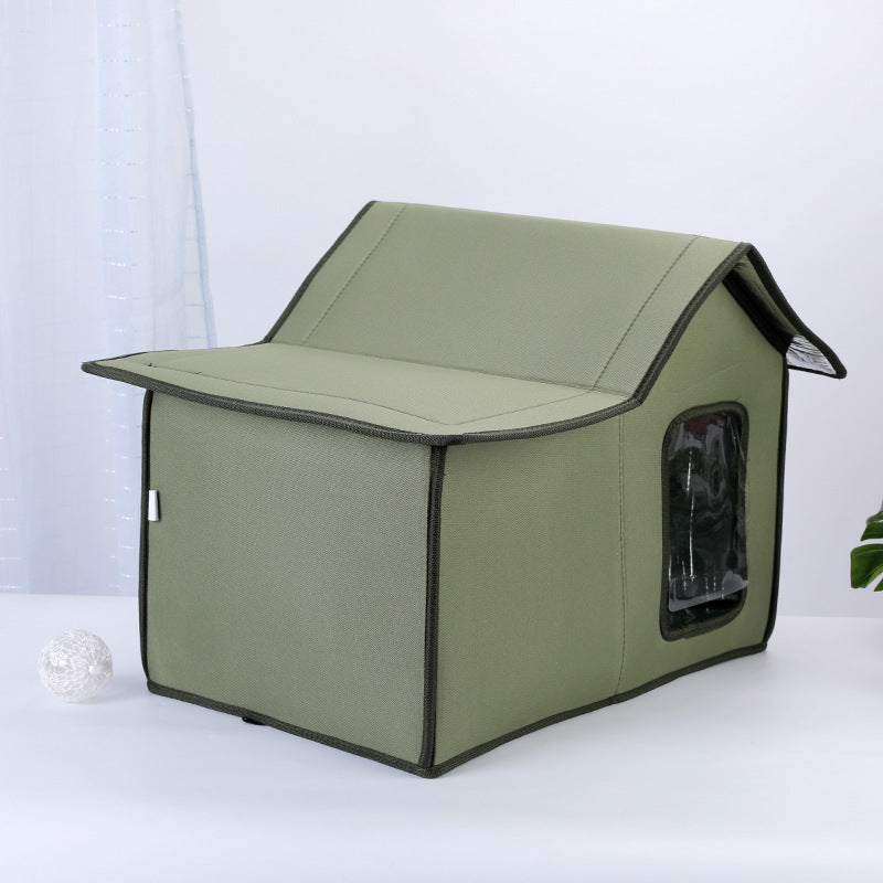 Rainproof & Windproof Portable Outdoor Cat Hutch – Durable Shelter for Cats | Cat Drinking & Feeding – bed95