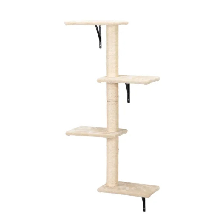 5 Pcs Wall Mounted Cat Climber Set – Floating Cat Shelves & Perches with Scratching Posts | Modern Cat Activity Tree | Cat Drinking & Feeding – furn38