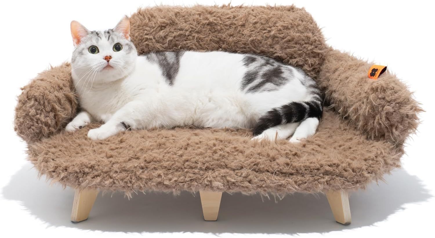 Elevated Cat Bed – 26x18.3x8.5" Wooden Pet Sofa with Washable Cover for Cats & Small Dogs | Cat Drinking & Feeding – bed58