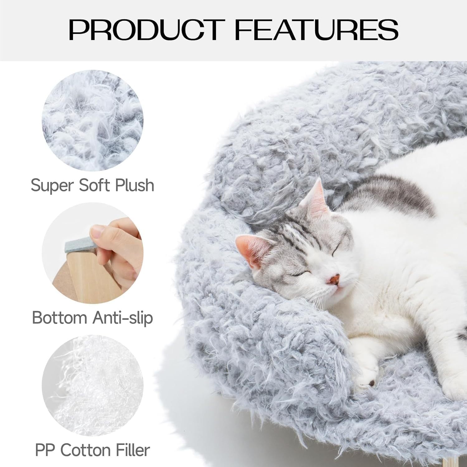 Elevated Cat Bed – 26x18.3x8.5" Wooden Sofa with Washable Cover for Cats & Small Dogs | Cat Drinking & Feeding – bed75