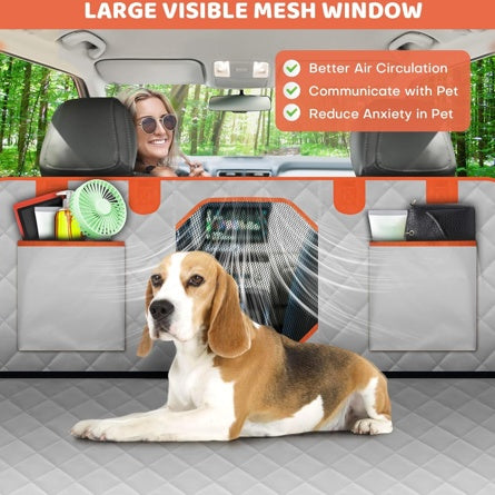 Heavy-Duty Dog Backseat Extender with Hard Bottom – 400lb Waterproof Car Hammock Seat Cover ACS5